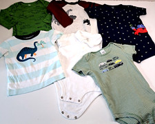 Lot of Baby Boy Clothing 18 Months 5 Body Suits 1 T-shirt Dinosaurs Vehicles Sea