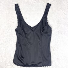 VTG Kayser Antron Nylon Cami Camisole Black Size 32 Lace Trim Tank Lingerie USA