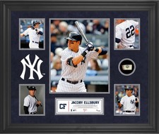 Jacoby Ellsbury Yankees Framed 5-Photo Collage w/Piece of GU Ball
