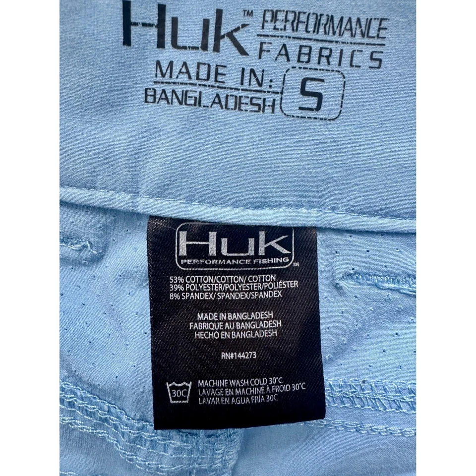 Pantalones Cortos de Pesca Huk Azul Performance Tela Ligeros Bolsillos de Carga Para Hombre Pequeños Foto 4 de 4