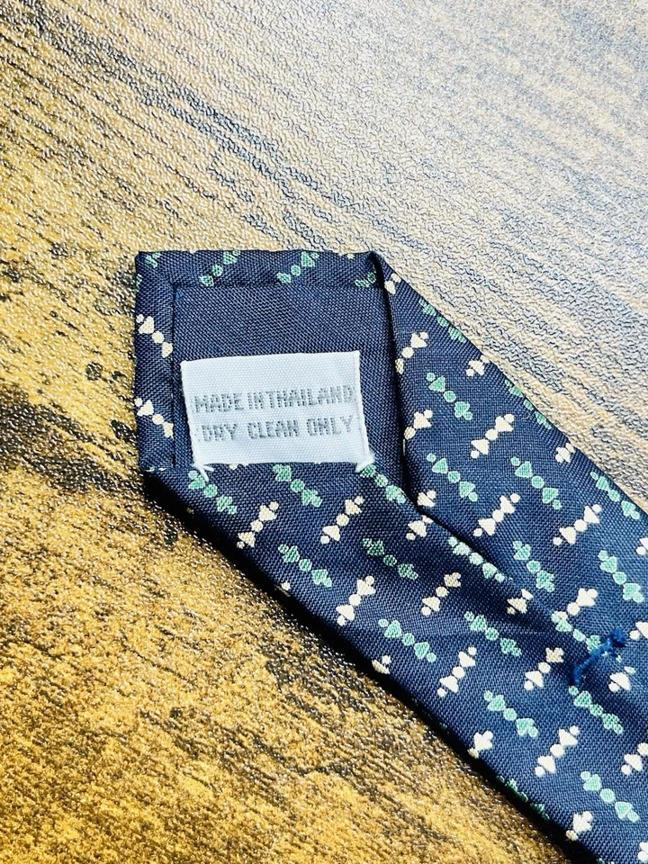 Corbata de cuello vintage Jim Thompson 100 % seda para hombre azul oscuro hecha en Tailandia Foto 4 de 4
