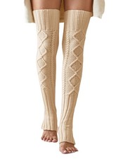 Womens Extra Long Stirrup Leg Warmers Knitted Over Knee Thigh High