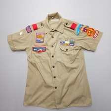 Vintage Boy Scouts Of America Mens Medium Uniform Shirt USA 90s Patches BSA