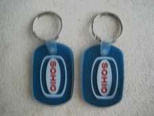 2 NEW SOHIO BLUE VINYL KEY CHAINS OLD STOCK