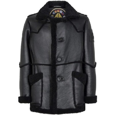 MOOSE KNUCKLES RADDISON Shearling Leather Jacket Fur Trim Coat