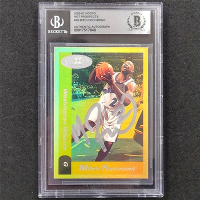 #ad 2000 01 Fleer Genuine #28 Mitch Richmond signed card auto Wizards Beckett BAS $54.99