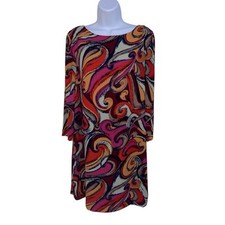 Maeve Anthropologie Mini Dress Multicolor Swirl Mod Boho 3/4 Bell Sleeve Small