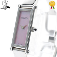Exc 5 GUCCI 1500L 12mm pink Shell Dial Silver Quartz Women's Watch From JAPAN