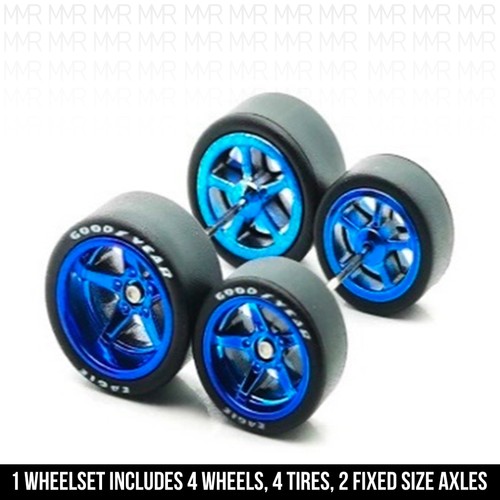 1/64 Scale 5 SPOKE v7 Staggered Real Rider Wheels Rims Tire Set for Hot - Picture 27 of 35