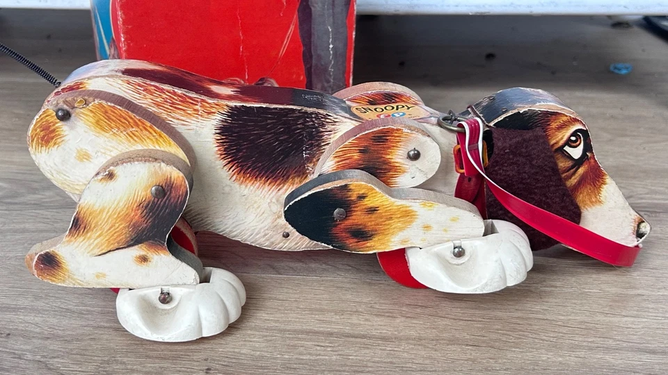 De colección 1961 Fisher Price Snoopy Sniffer perro juguete de madera #181 ~ caja original Foto 3 de 4