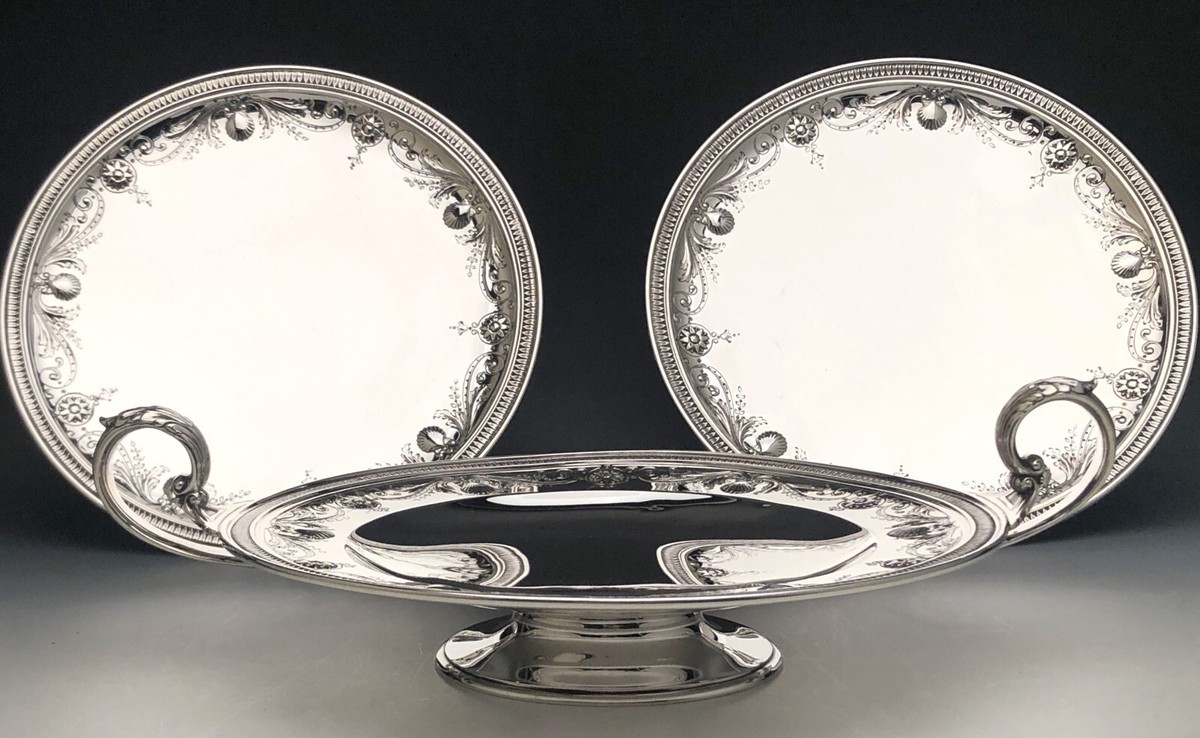 Tiffany & Comany Sterling Silver 3 piece Tazza Set with Shell and