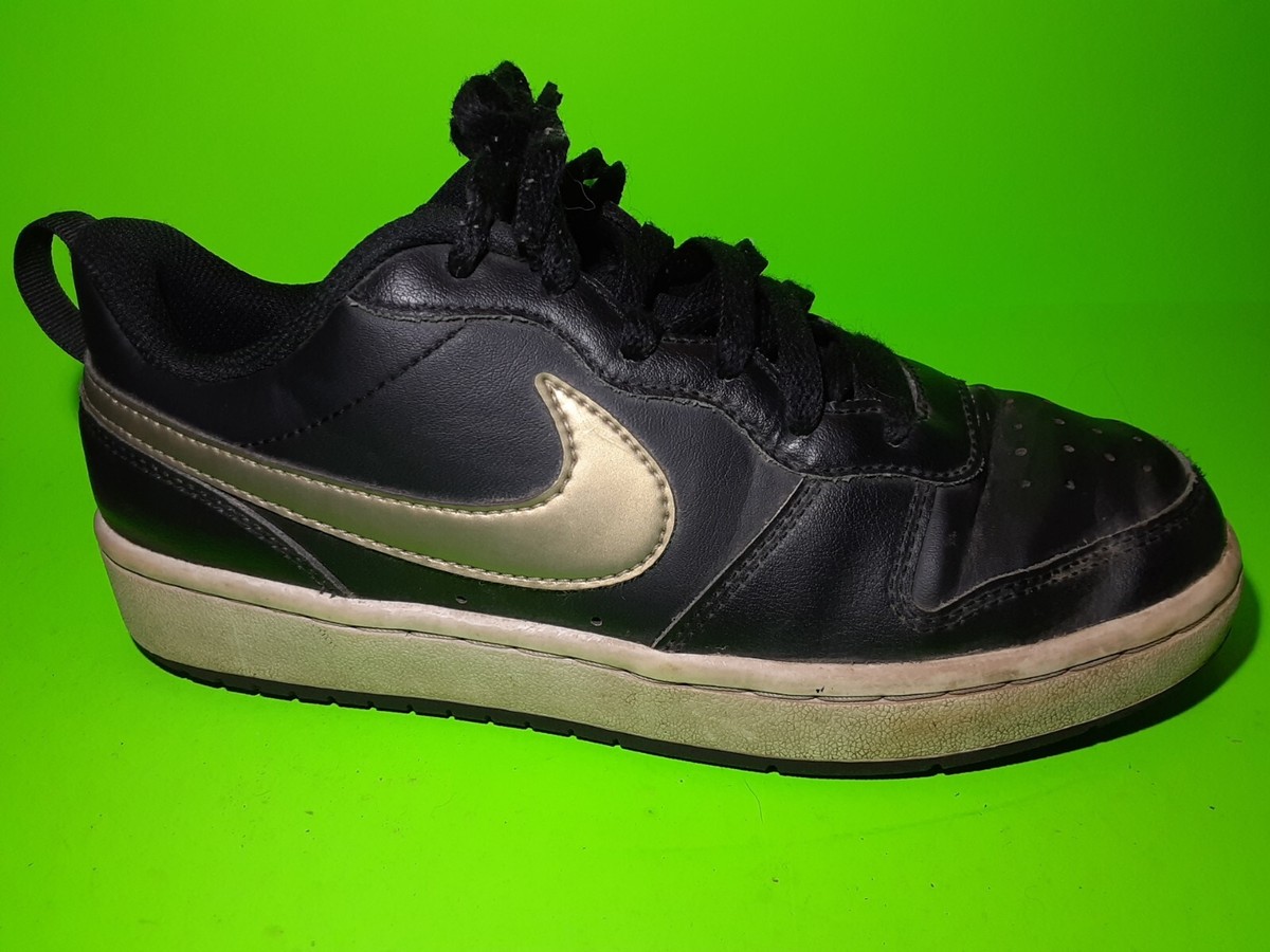 Nike Court Borough Low 2 Youth Size 5Y Black Gold Sneaker