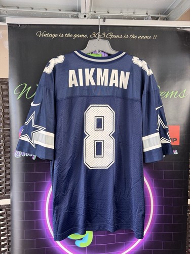 Vintage Nike Troy Aikman #8 Dallas Cowboys Authentic NFL Football Jersey XL