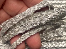 vintage metallic silver 1/4" braid trim 1yd made in France
