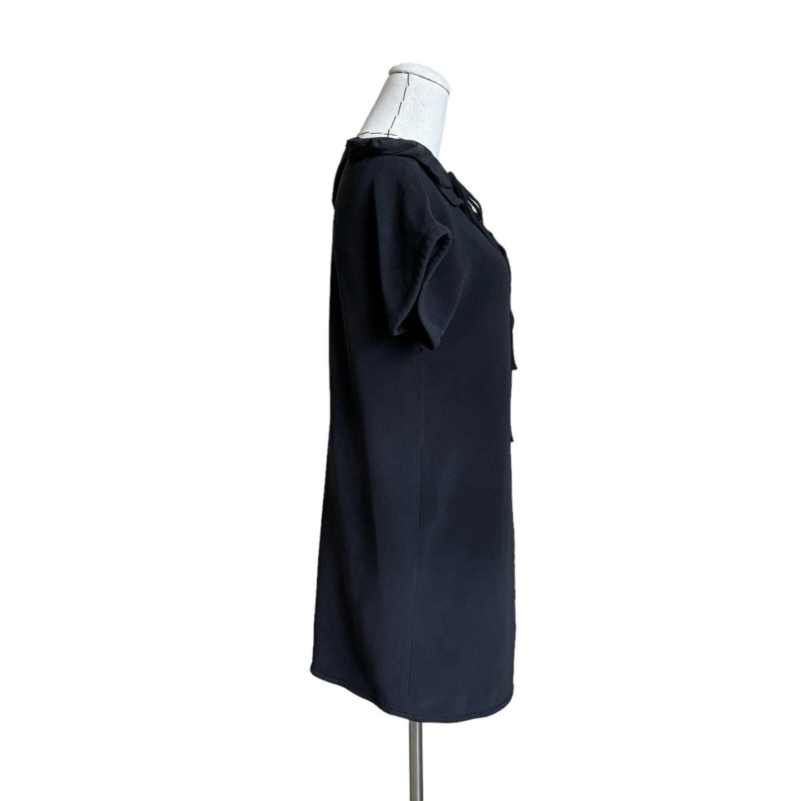 Mini abito Miu Miu nero crepe cravatte finiture arricciate taglia 40