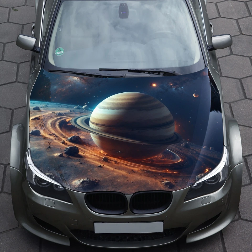 Calcomanía envolvente para capó de coche espacial Saturn pegatina de vinilo color galaxia gráfico se adapta a cualquier coche Foto 3 de 4