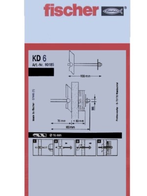 FISCHER Kipp - Gewindeschaft Metall M6x100 Kippdübel Kippbalken KD 6 E197325