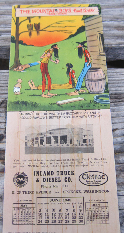 1945 Paul Webb Mountain Boys Ink blotter Inland Truck & Diesel Spokane WA