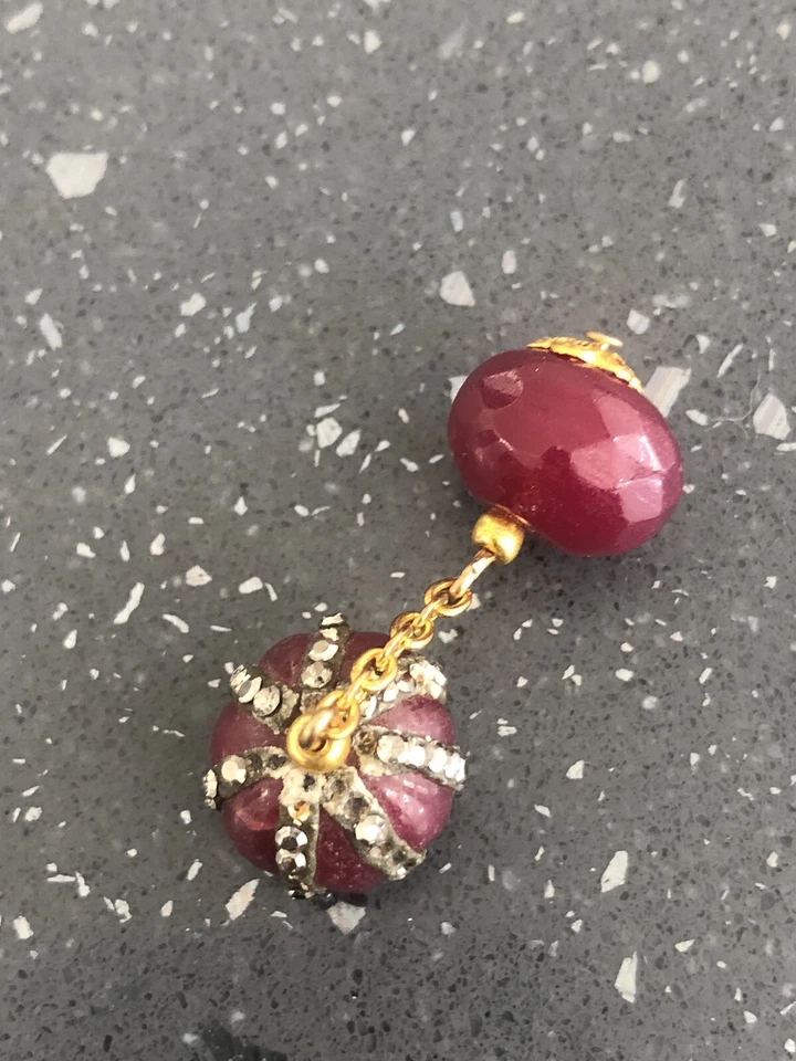 gemelos vintage rubí y marcasita Foto 4 de 4