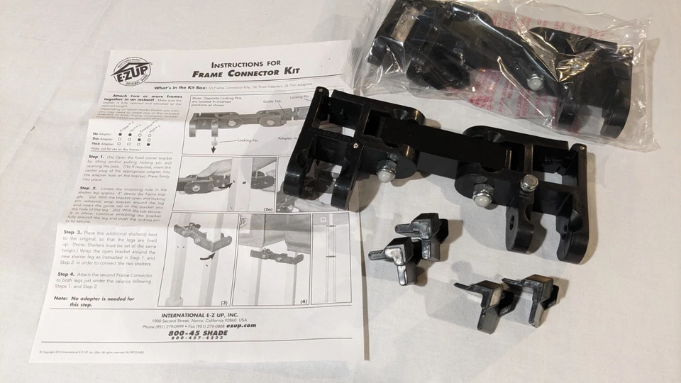 E-Z Up Paralumi Originali - Accessori - Kit Connettore Telaio - Set di 2 Nuovi Con Scatola - Immagine 2 di 4