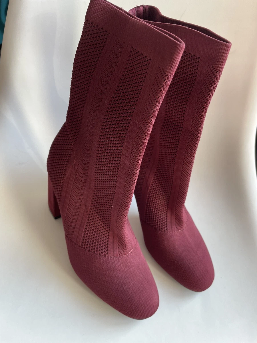 La Bottine Souriante Womens Burgundy Socks Boots Size 5 eBay