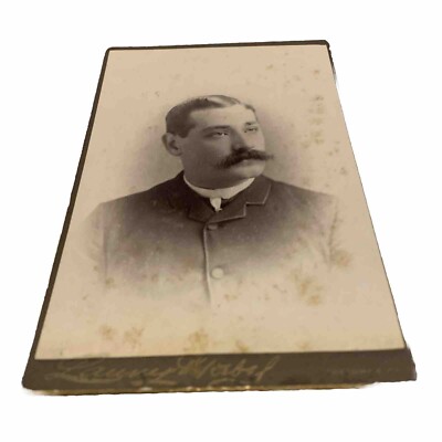 Antique Circa 1800s Cabinet Card Dapper Man With Mustache Savannah GA