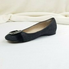 Franco Sarto The Artist Collection 10M Jackson Buckle Slip On Gray Wool Flats