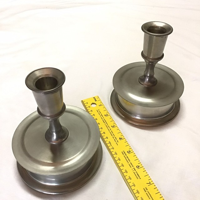 2 Woodbury Pewterers Pewter Candle Holders Henry Ford Museum Greenfield