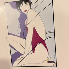 Patrick Nagel Book Plate Print Untitled Playboy Illustration Vtg 80s Pop Art