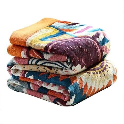 Gauze Cotton Blankets Flowers Sofa Towel Summer Blanket Soft Leisure Boho Sheets - Picture 6 of 58