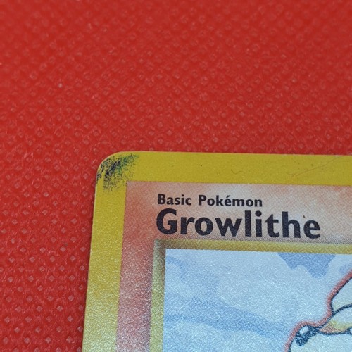 ERROR Growlithe 28/102 Base Set Pokemon Card With Black Layer Visible Error NM - Picture 2 of 12
