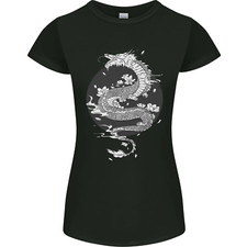 Japanese Fantasy Dragon Sun Background Womens Petite Cut T-Shirt