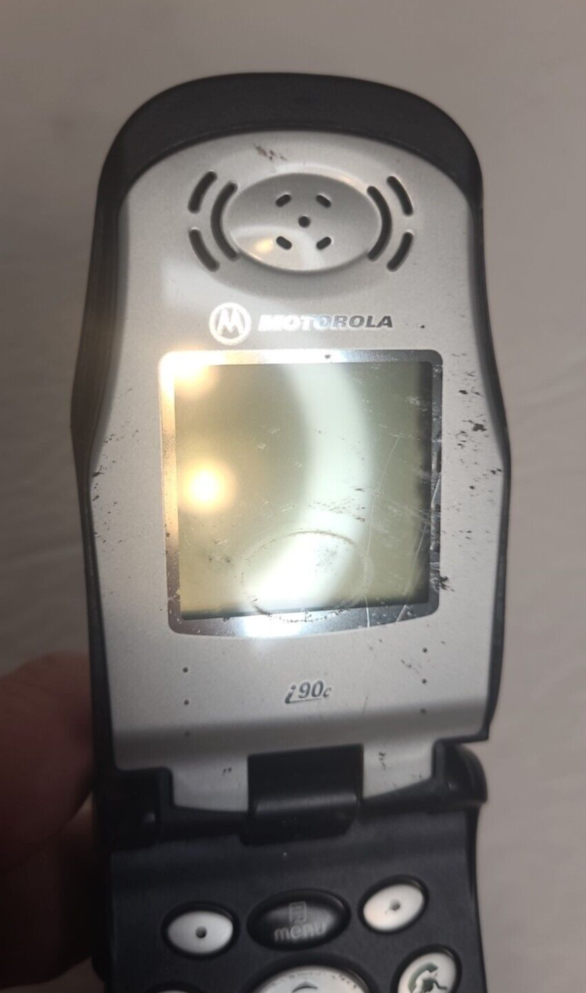 Motorola Nextel Dragon i90c i Series Cellular Cell Flip Phone Silver Black eBay