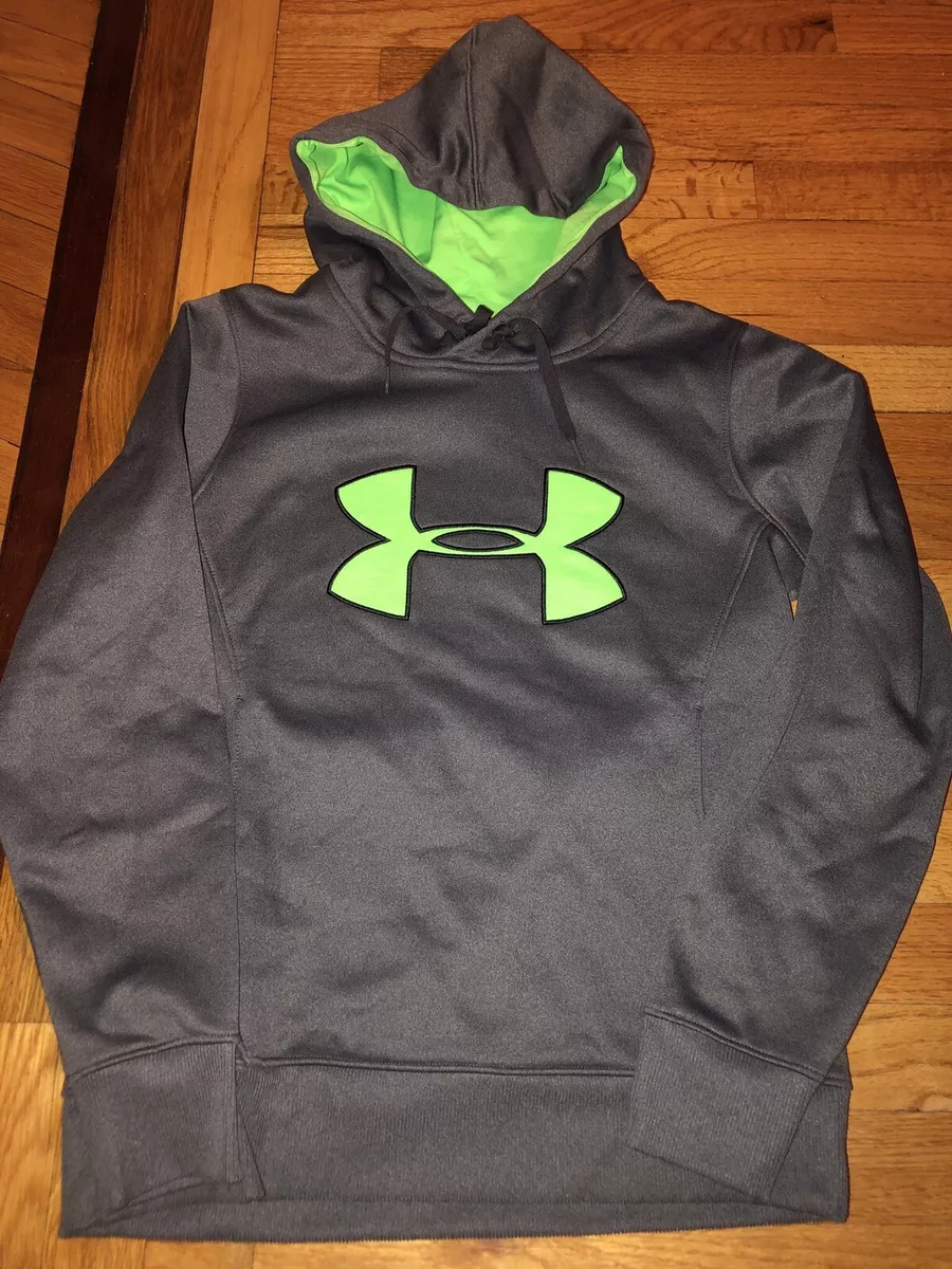 Ladies Women's Under Armour Coldgear Grey Lime Green Logo Hoodie