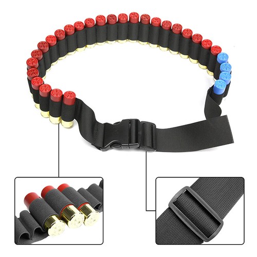 US Tactical Bandolier Belt 29 Round 12GA 20GA Shotgun Sling Ammo Waist Holder - Picture 7 of 11