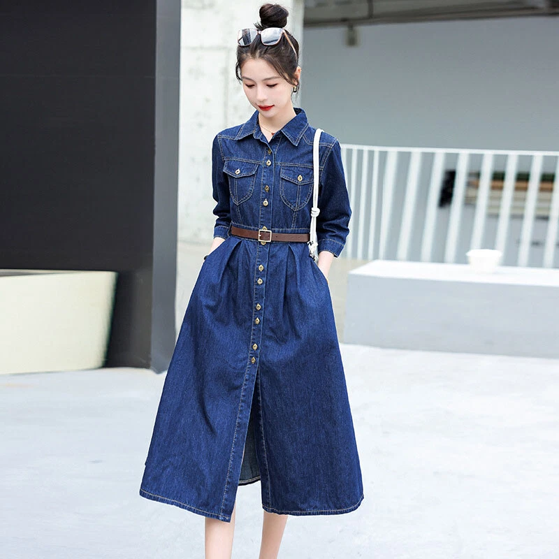 Denim Dress Full Sleeve Embroidery - 1826 – Trendyfashionbysn