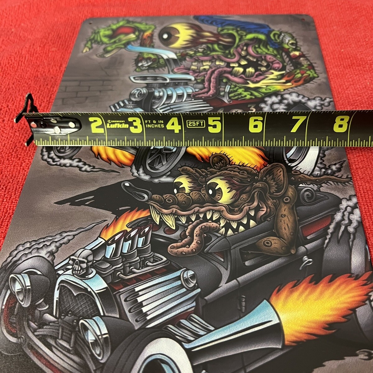 🔥RAT FINK Ed “Big Daddy” Roth RF Hot Rod 12x8” Metal Sign