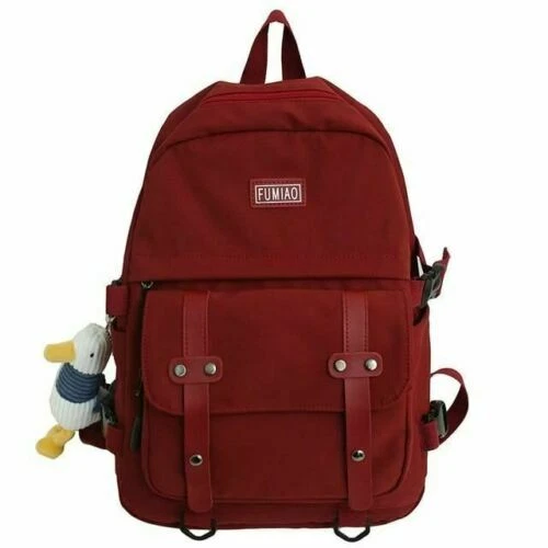 Sac à dos à main rouge nylon pour femme