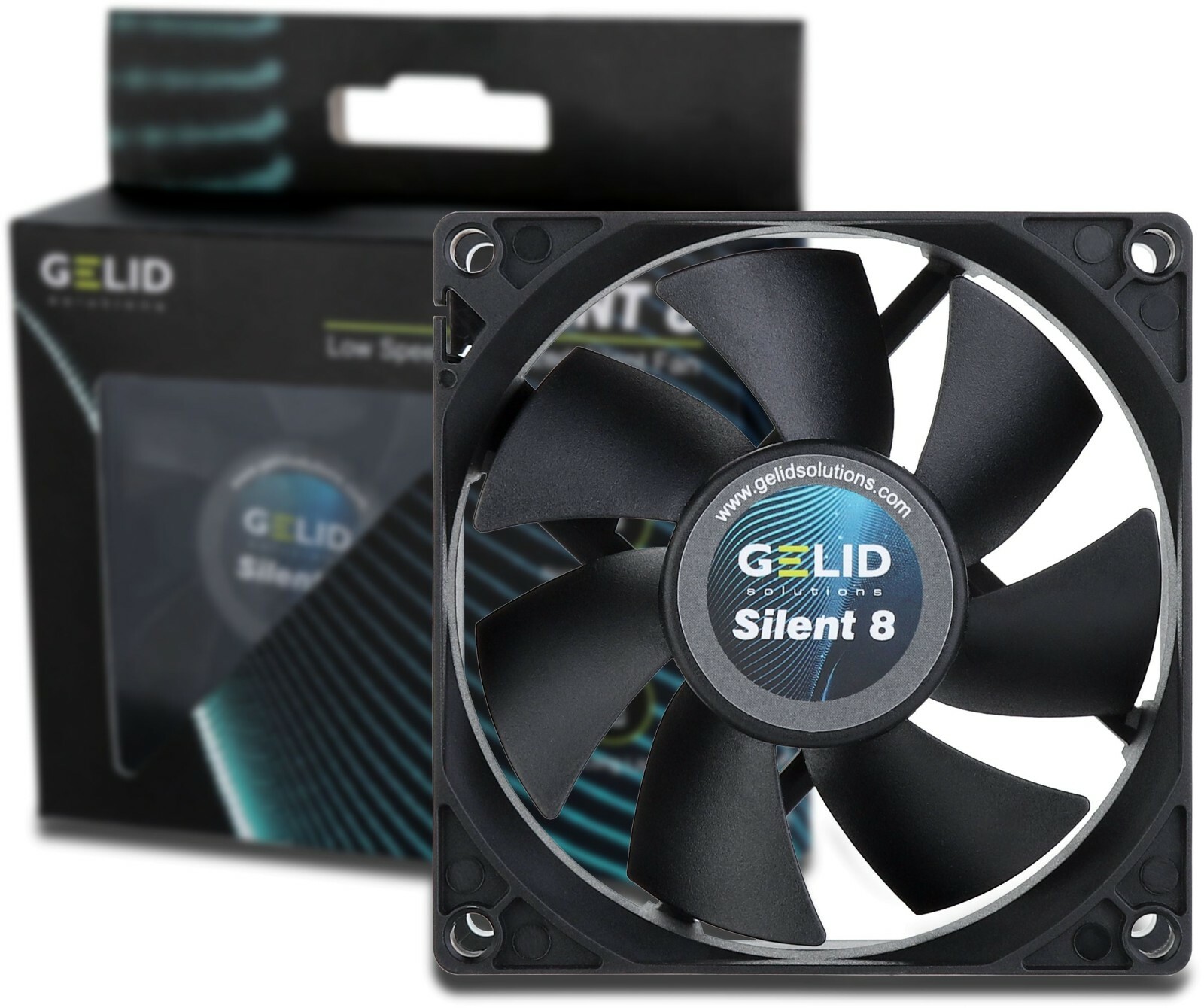 Gelid Solutions Silent 8 Black 80mm Quiet PC Case Fan 3-Pin 21 CFM 18.9 dBA