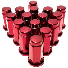 16 Red 10x1.25 Flat Base Lug Nut Set 14mm Hex ATV UTV Kodiak Banshee Raptor