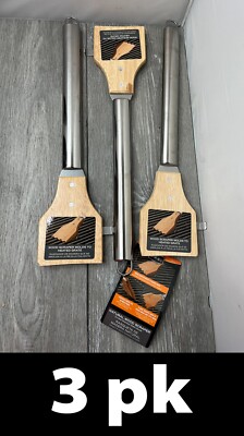 3pk Mr. Bar-B-Q Stainless Steel & Natural Wood Grill Scrapers (New, One Chip)