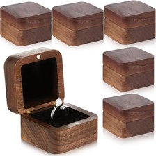 Wooden Ring Boxes for Wedding Ceremony Proposal Mini Engagement Gift...