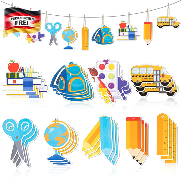 27PCS Einschulung Deko, Schulkind Girlande Banner Bunt, Schulanfang Deko Banner-image