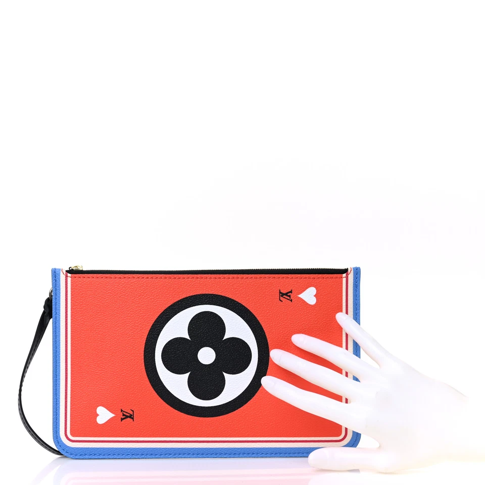 Auténtico NUEVO Louis Vuitton Rojo Juego En Neverfull Pochette Muñequera Bolsa