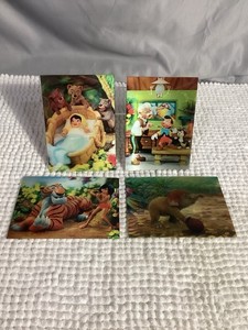 Vintage Disney Lenticular 1966 Lot of 3 Jungle Book + 1 Pinocchio Postcard