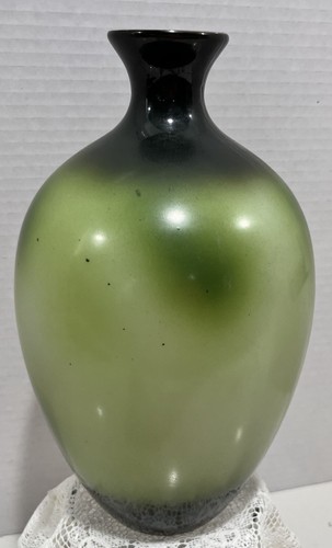 Early Antique FOSTORIA Hand Painted Milk Glass Bulbous Vase Roses 12.5"x8" - Picture 7 of 14