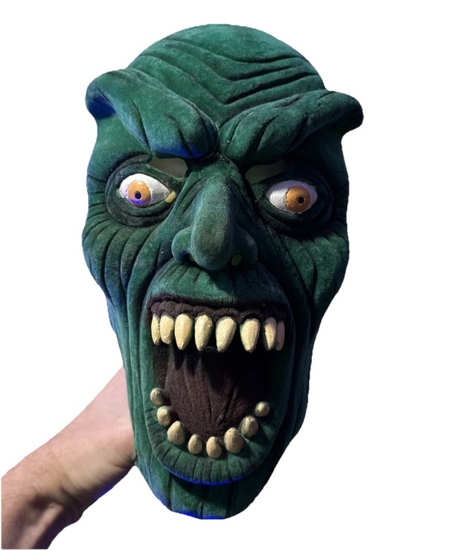 Vintage 90s Latex, Green Felt Zombie Monster | VERY RARE | Mask Halloween Horror
