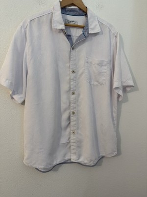TOMMY BAHAMA Coconut Point Men's Button Up Shirt Tencel Cool Max Blend XL White