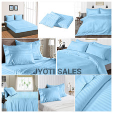 100 Pure Cotton Select Bedding Sheets Item 1000 TC Sky Blue Stripe