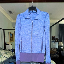 Lululemon Womens Full Zip Track Jacket w/ Zipped Pockets Heathered Blue/Violet 4